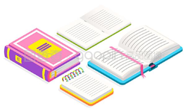 帶絲帶書(shū)簽的教育教科書(shū) 平面設(shè)計(jì)與教學(xué)插圖應(yīng)用